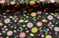 Preview: Baumwolle Blumen schwarz (10 cm)