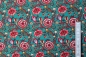 Preview: Jersey Blumenranken petrol (10 cm)