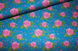 Preview: Baumwollstoff Rosenliebe blau  (10 cm)