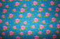 Preview: Baumwollstoff Rosenliebe blau  (10 cm)