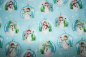 Preview: Designer-Baumwollstoff Snowglobes Ice Blue (10 cm)
