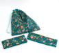 Preview: Projektbeutel / Handarbeitsbeutel mit Kordel Faraway Florals cypress