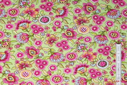 Preview: Jersey Blumen und Blüten hellgrün (10 cm)