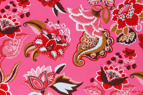 Jersey Blumen Paisley kräftiges rosa (10 cm)