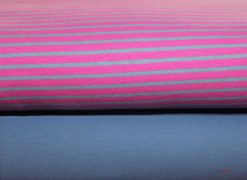 Preview: Jersey  gestreift pink/blaugrau (10 cm)