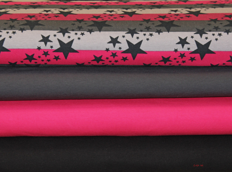 Preview: Lilofant Sterne gestreift pink/beere (10 cm)