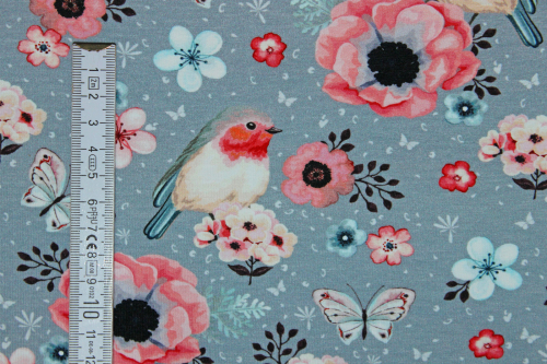 Preview: Jersey "Rotkehlchen" grau (10 cm)