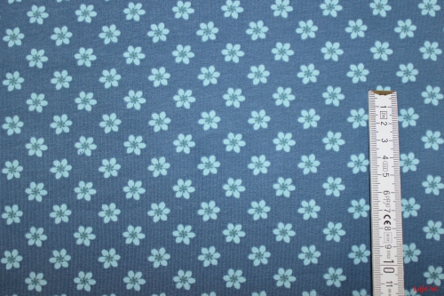Preview: Jersey Blümchen graublau (10 cm)