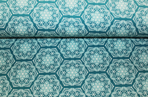 Jersey "Spitzenpolka" petrol (10 cm)