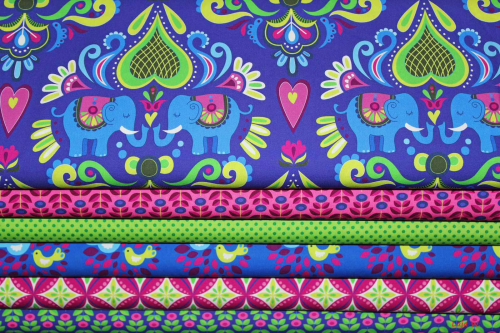 Preview: Baumwolle My Aunties Anna blau/beere/grün   (10 cm)