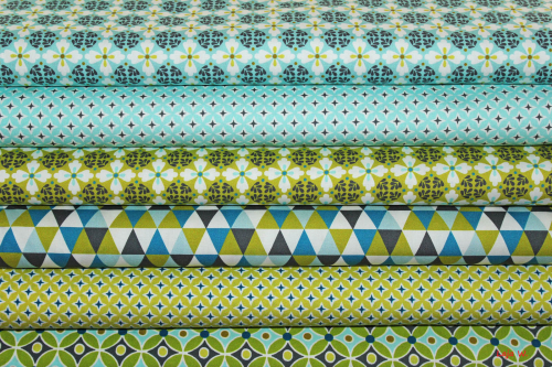 Baumwolle Emilie Blumen aqua/dunkelgrau usw. (10 cm)