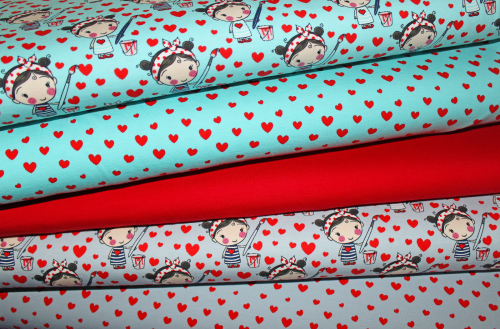 Preview: Jersey Painted Hearts grau (10 cm)