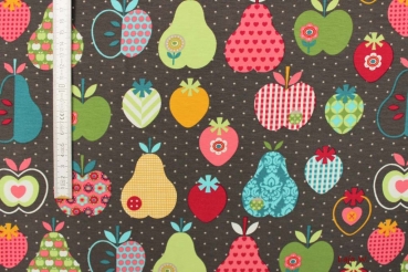 Preview: Jersey bunte Früchte grau (10 cm)