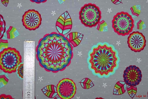 Preview: Stretch Jersey Blumenkreise (10 cm)