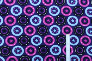 Preview: Jersey Sterne lila / schwarz (10 cm)