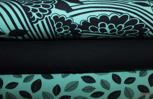 Preview: Stretch Jersey Malo Blumen mint (10 cm)