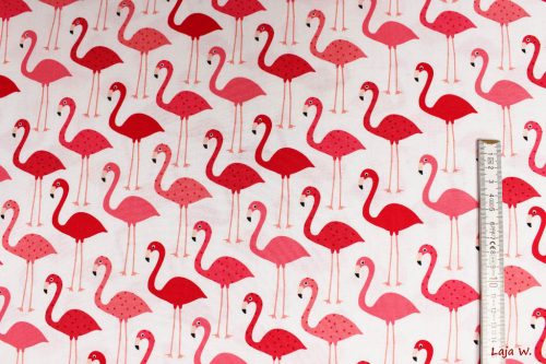 Preview: Designerbaumwolle Flamingo weiß (10 cm)