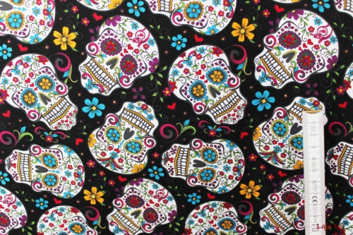 Preview: Designerbaumwolle Sculls schwarz (10 cm)