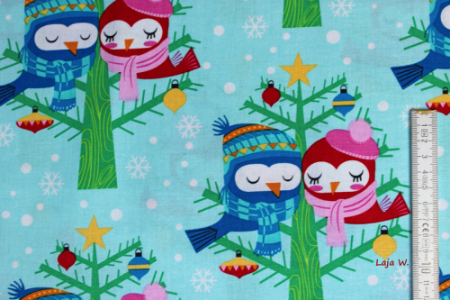 Designerbaumwolle Christmas Lovebirds auqa (10 cm)