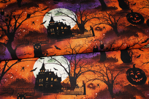 Designerbaumwollstoff Frightful night Scenic (10 cm)