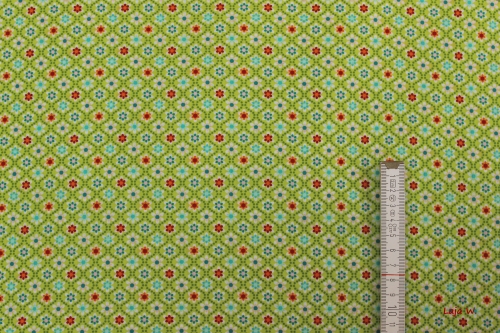 Preview: Baumwolle Julia Miniblumen Rauten grün (10 cm)