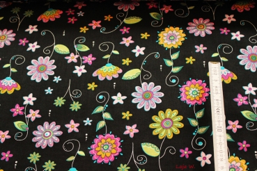 Baumwolle Blumen schwarz (10 cm)
