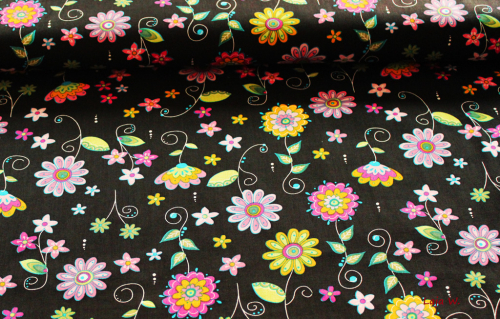 Baumwolle Blumen schwarz (10 cm)