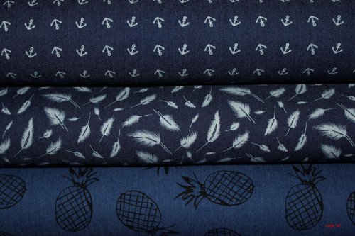 Preview: Jeansstoff | Ananas dunkelblau (10 cm)