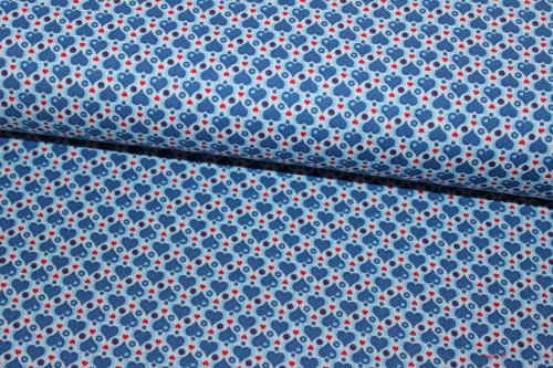 Baumwolle Julia Herzen blau/rot  (10 cm)