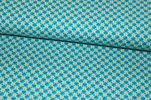 Baumwolle Julia Herzen petrol/grün  (10 cm)