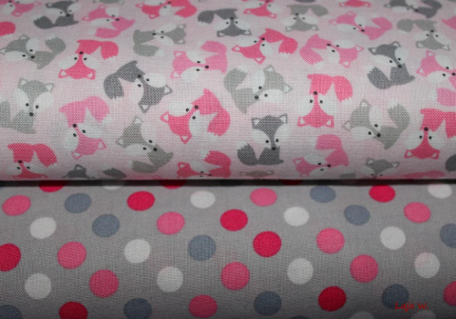 Preview: Designerstoff Mini Urban Zoologie rosa/grau (10 cm)