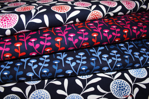 Preview: Stoff Blob Blob dunkelblau/blau/weiß (10 cm)