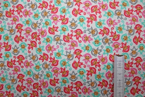 Preview: Designerstoff Äffchen weiß (10 cm)