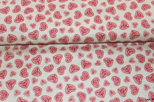 Baumwollstoff Scandi 4 Hearts (10 cm)