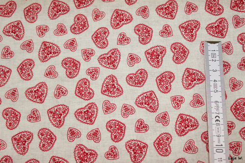 Preview: Baumwollstoff Scandi 4 Hearts (10 cm)