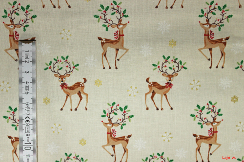 Preview: Baumwollstoff 1791 Traditional Metallic Reindeer (10 cm)