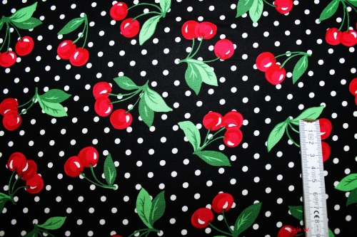 Preview: Designerbaumwolle Cherry Dot schwarz (10 cm)