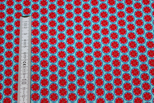 Preview: Baumwolle Glücksblümchen türkis (10 cm)