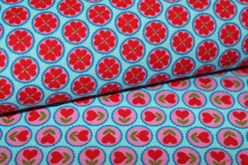 Preview: Baumwolle Glücksblümchen türkis (10 cm)