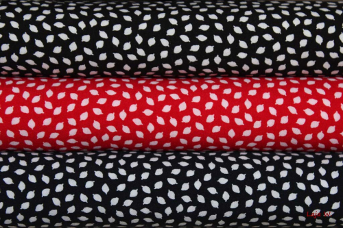 Preview: Viskose-Druck Blättchen schwarz/weiß (10 cm)