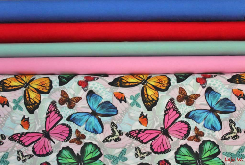 Preview: Jersey Digitaldruck Schmetterlinge (10 cm)