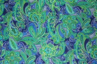 Preview: Designerstoff London Calling blau/grün (10 cm)