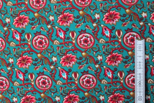 Jersey Blumenranken petrol (10 cm)