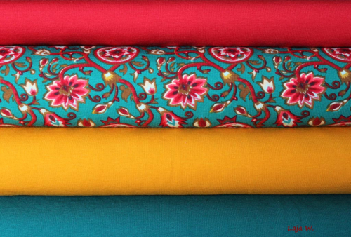 Jersey Blumenranken petrol (10 cm)