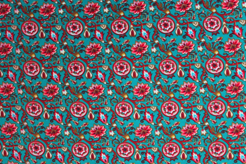 Jersey Blumenranken petrol (10 cm)