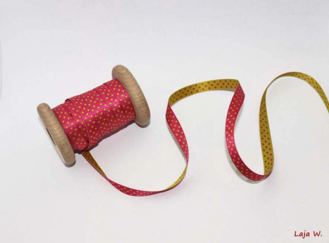 Satinband Punkte pink/lime (1 m)