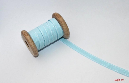 Ripsband Steppfaden hellblau/weiß (1 m)