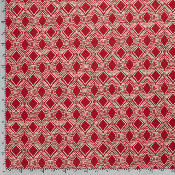 Dekostoff grafisches Muster Leinen Look rot (10 cm)