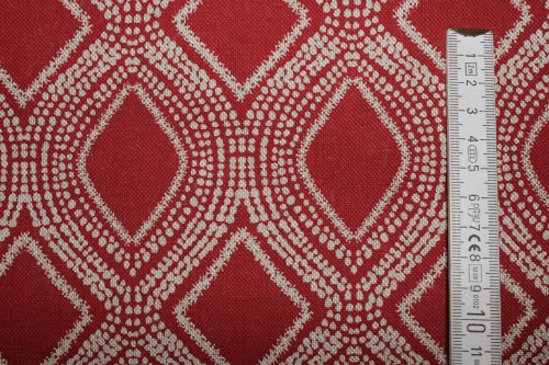 Dekostoff grafisches Muster Leinen Look rot (10 cm)