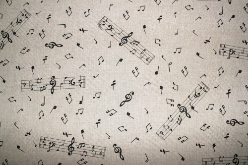 Preview: Dekostoff Noten Leinen Look (10 cm)